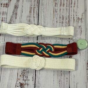 VTG Womens Elastic Stretch Braided Rope Knot Wide Cinch Belt Set 3
